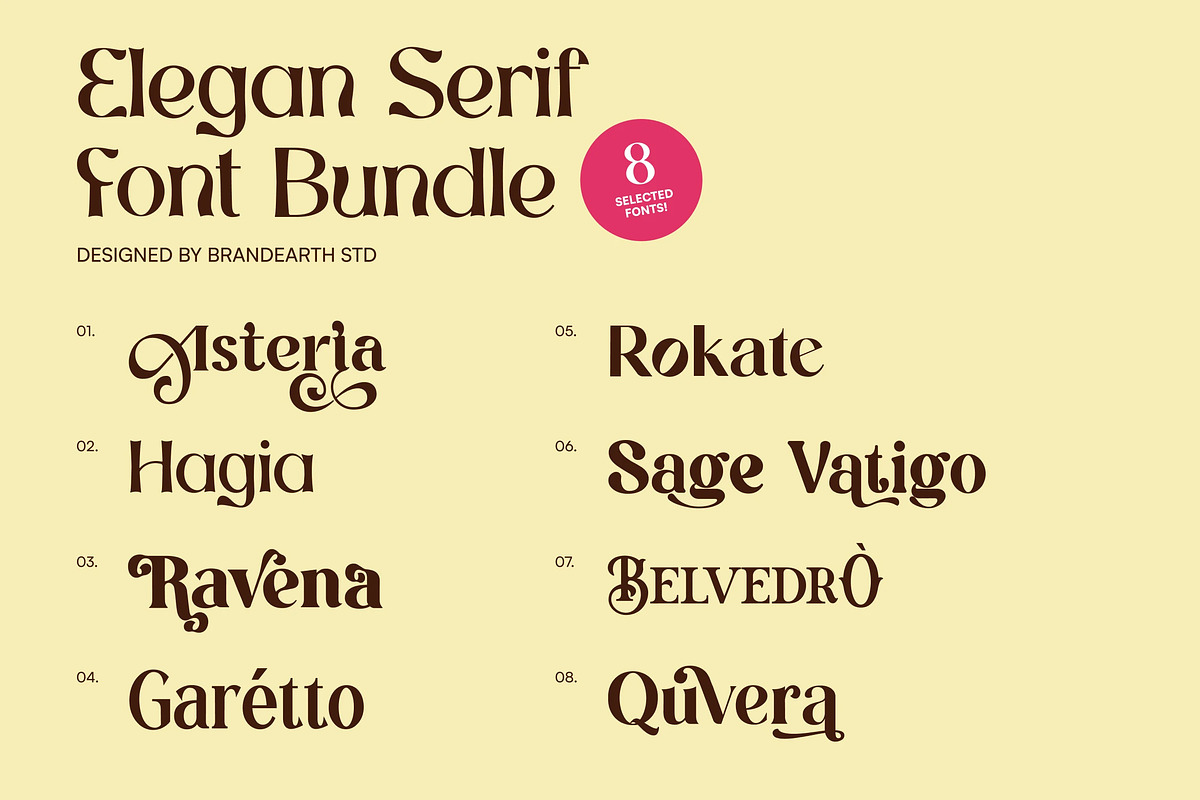 Elegant Serif – 8 Font Bundle, a Serif Font by Brand Earth (Photo 2 of 10)