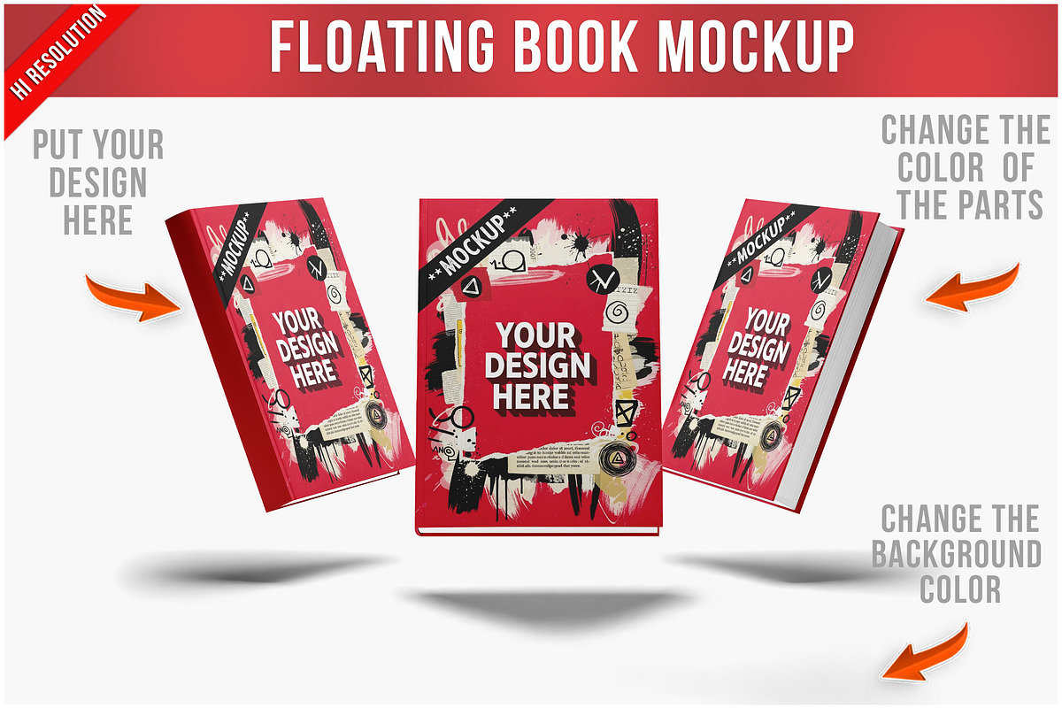 Floating Book Mockup PSD, a Product Mockup by Bruno's Shop (Photo 1 of 4)