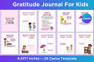 Gratitude Journal For Kids Canva, a Stationery Template by Shumaya