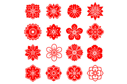Red Chinese, Japanese flowers