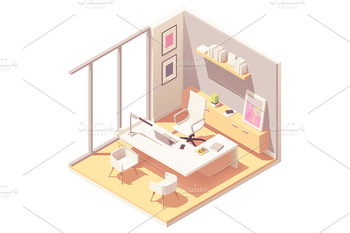 Vector isometric office interiors, a Work Illustration by tele52 (Photo 6 of 17)
