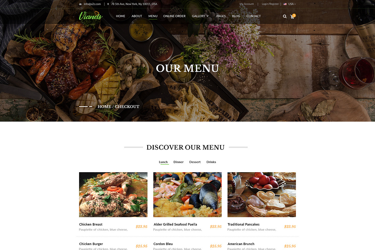 Viands Restaurant PSD Template, a Landing Page Template by Andit themes (Photo 2 of 20)