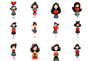 Whimsical Girl Red Heart Clipart, an Illustration by DreamArtGraphic (Thumbnail 4 of 4)