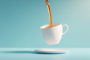 Pouring tea into a white cup, a Food & Drink Photo by AlyaAnd