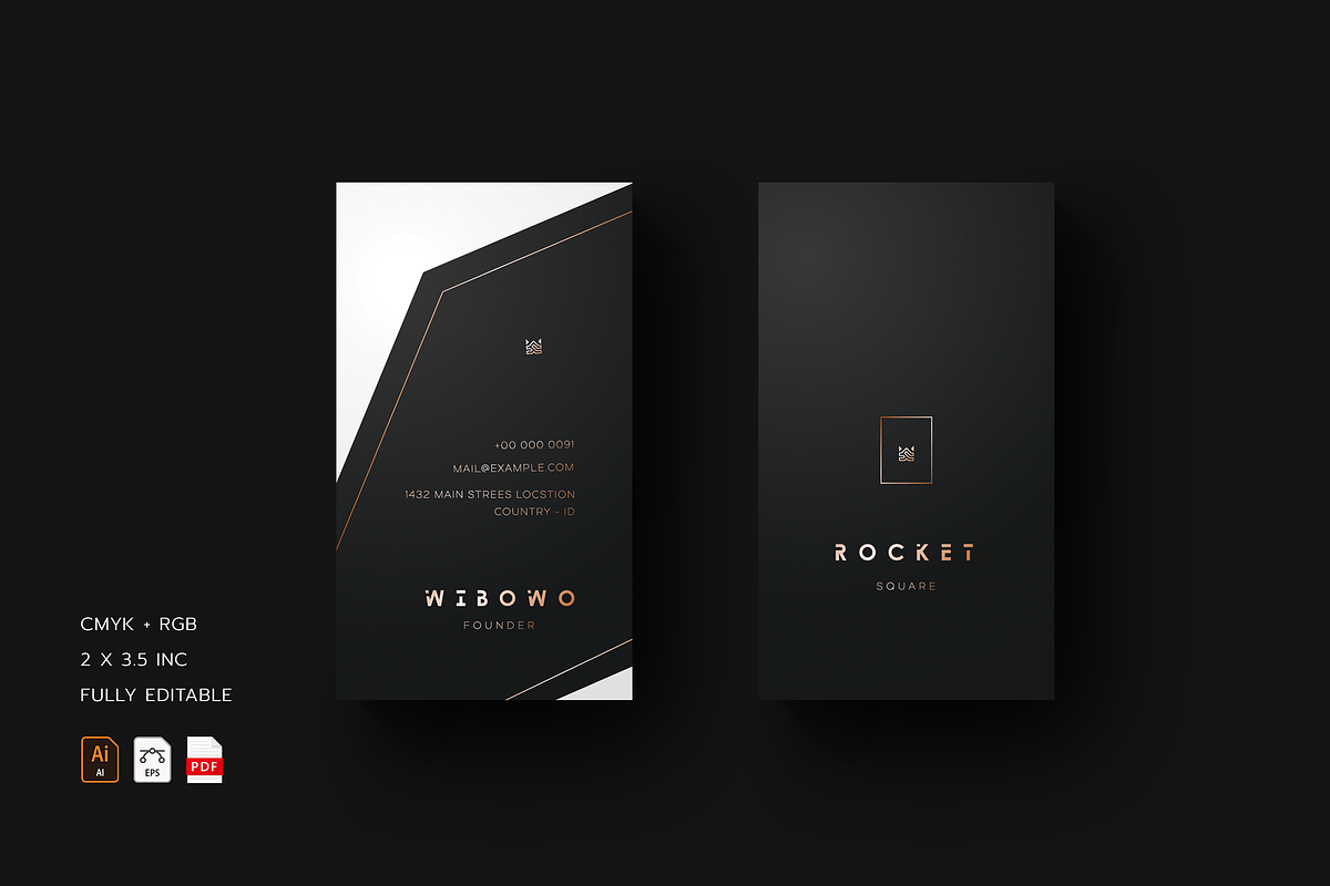 Vertical Business Card Template, a Business Card Template by Ctrl space studio (Photo 5 of 5)