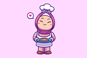 Cute Chef Girl Hijab Cooking Food, a Person Illustration by Catalyst Labs (Thumbnail 1 of 3)