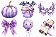 Watercolor Lavender Halloween PNG, an Illustration by Craft Nest (Thumbnail 4 of 6)