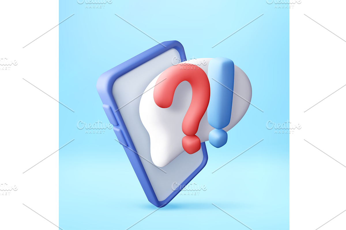 Smartphone with 3d question and, an Object Illustration by Abscent