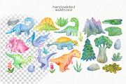 Watercolor Dinosaurs Clipart, an Illustration by OllyKo Art (Thumbnail 2 of 4)