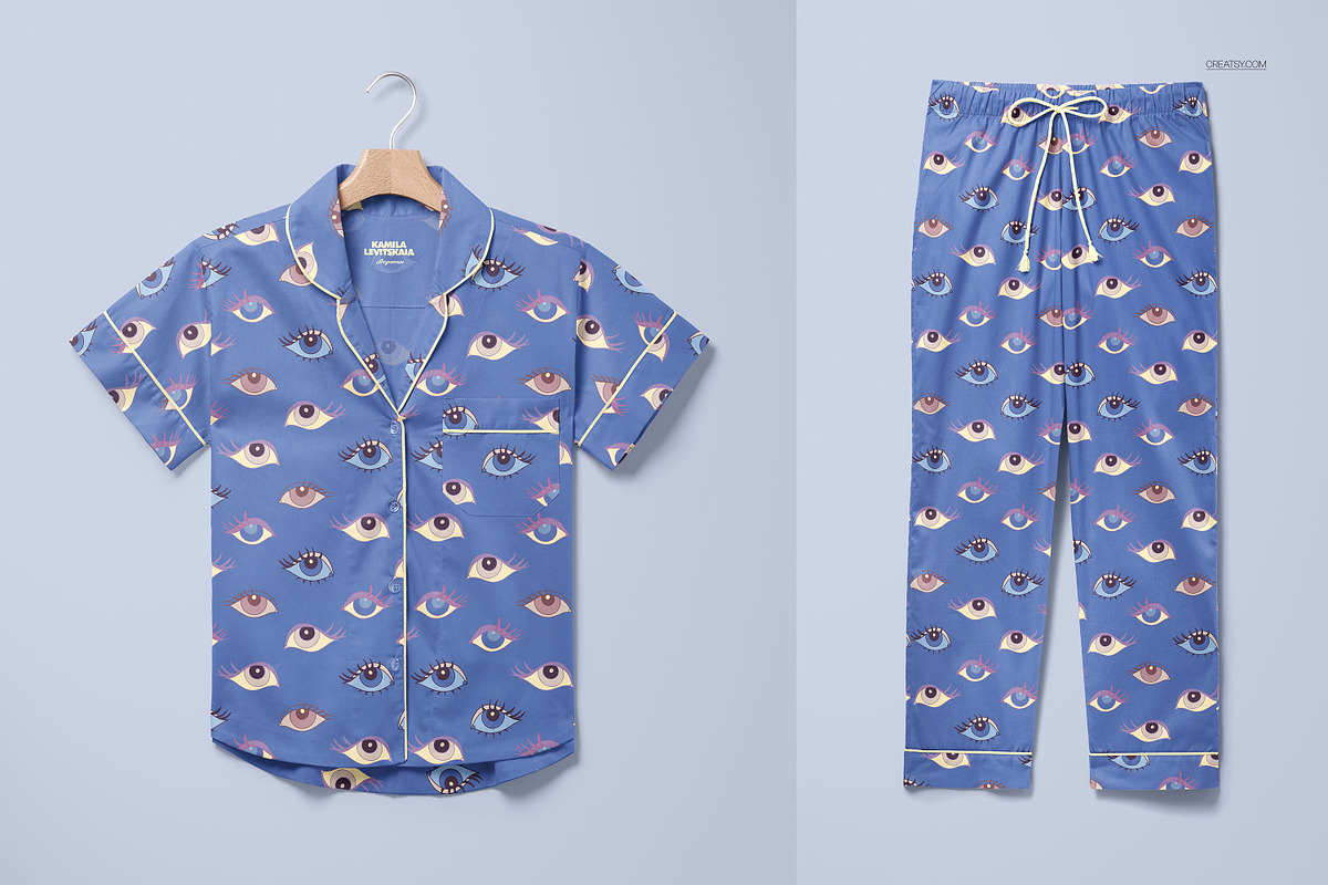 Short-Sleeve Pajama Set Mockup Set, a Bottom Mockup by creatsy5 (Photo 5 of 10)