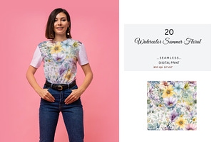 Watercolor Summer Floral Pattern