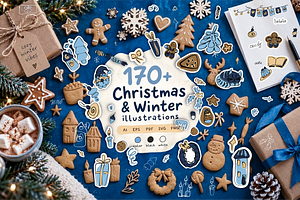 170+ Christmas & Winter Doodles
