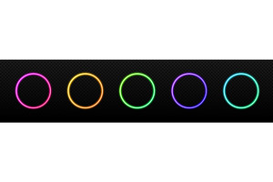 Neon glowing multicolored circles, an Illustration by skripnikbb