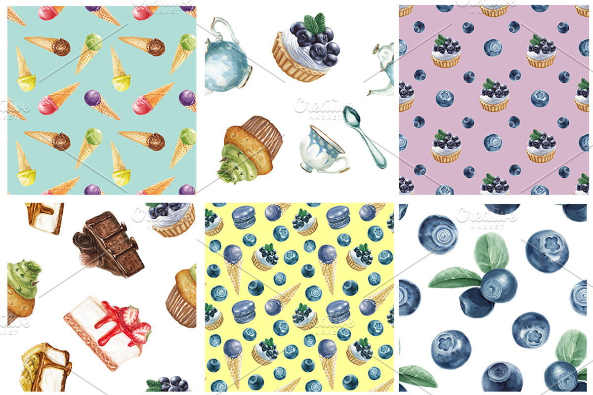 Blueberry delicious collection, a Pattern Graphic by lenavetka87 (Photo 2 of 3)