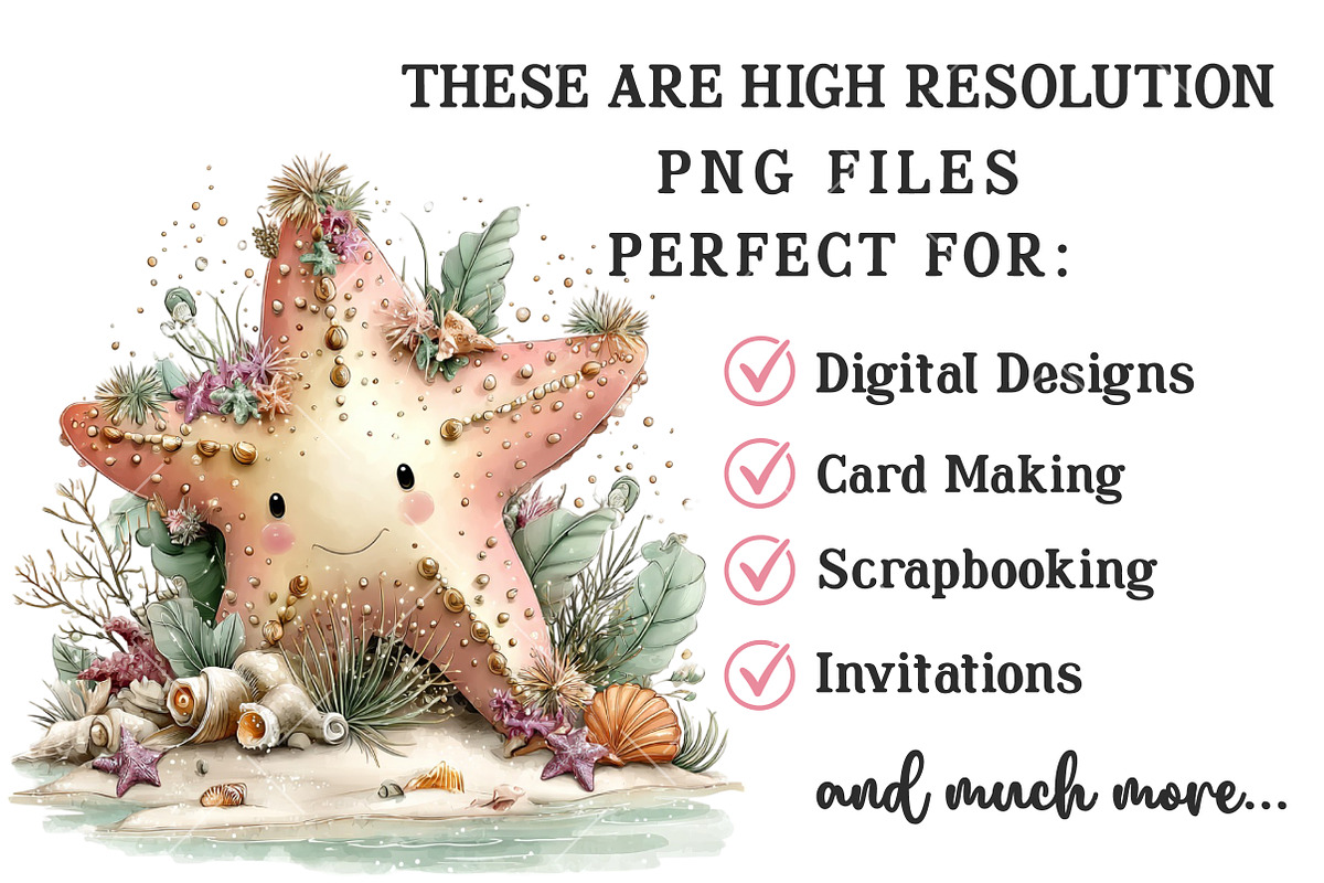 Whimsical Summer Starfish Clipart, an Illustration by OK Design (Photo 4 of 6)