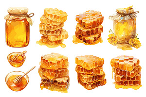 Watercolor honey. Golden natural bee, a Food Illustration by Stock-Smart-Start