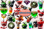 Watercolor Halloween Drink Clipart B, an Illustration by SVGArt (Thumbnail 1 of 8)