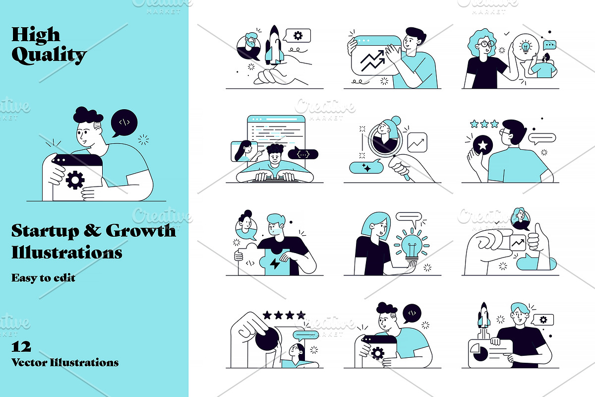 Startup & Growth Vector Illustration, a Technology Illustration by Creative Graphics