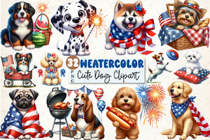 4th Of July Dog Sublimation Clipart, a Seasonal Illustration by Rose Art