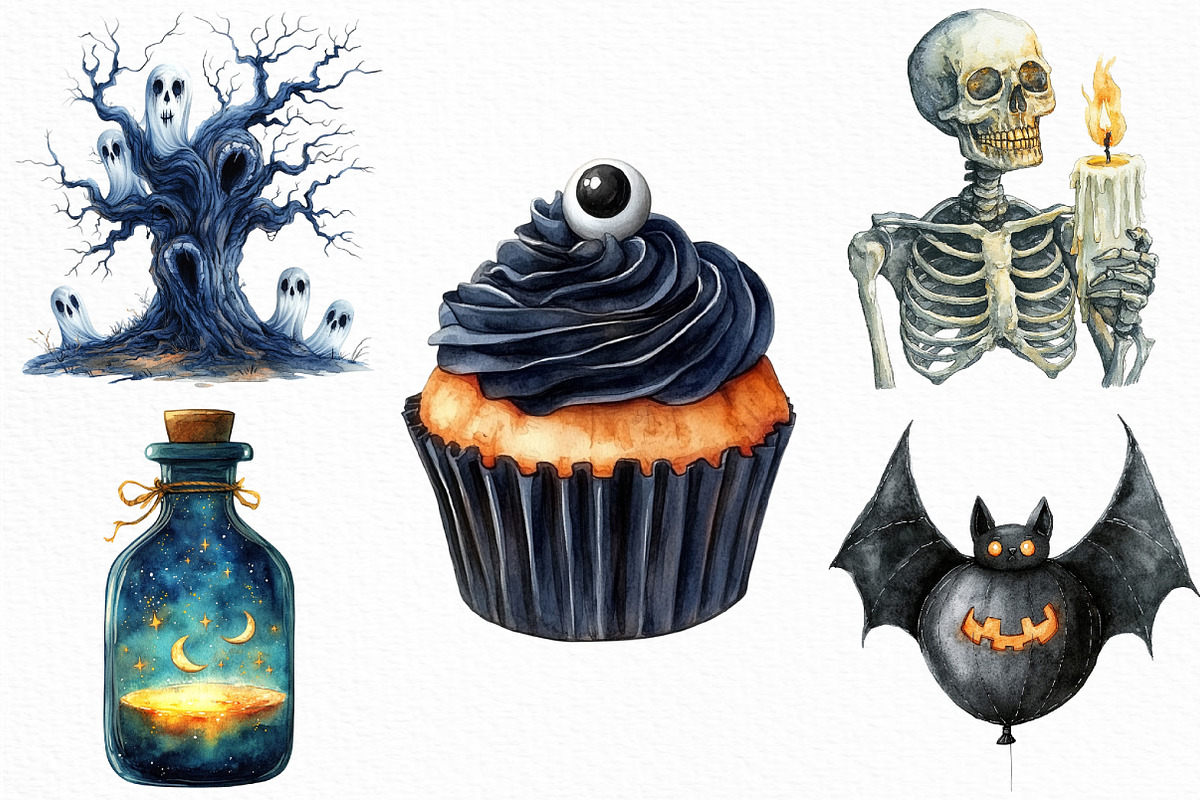 Watercolor Halloween Huge Clipart, an Illustration by Craft Nest (Photo 5 of 6)