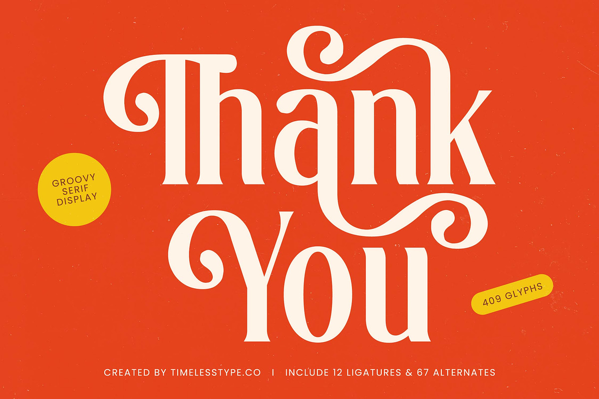 Sunkis Groovy Retro Display Font, a Serif Font by timelesstype.co (Photo 20 of 20)