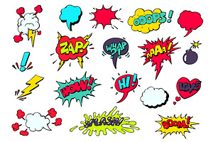 Set Of Bright Comic Speech Bubbles