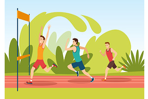Marathon race. Group of people, a Sport Illustration by the8monkey