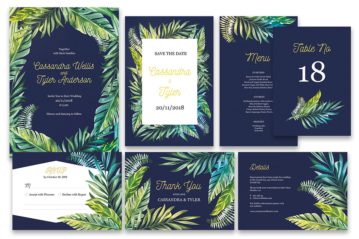 Tropical Day and Night Wedding Suite, an Invitation Template by HannaSymo (Photo 3 of 11)