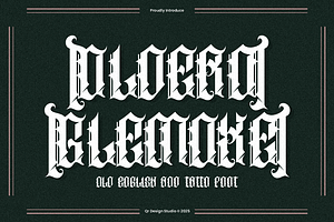 Oldero Glemoxe - Tattoo Font, a Blackletter Font by QR Design Studio