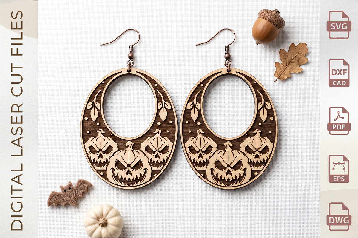 Halloween Earring SVG Collection, an Object Graphic by WoodoraCut (Photo 4 of 11)