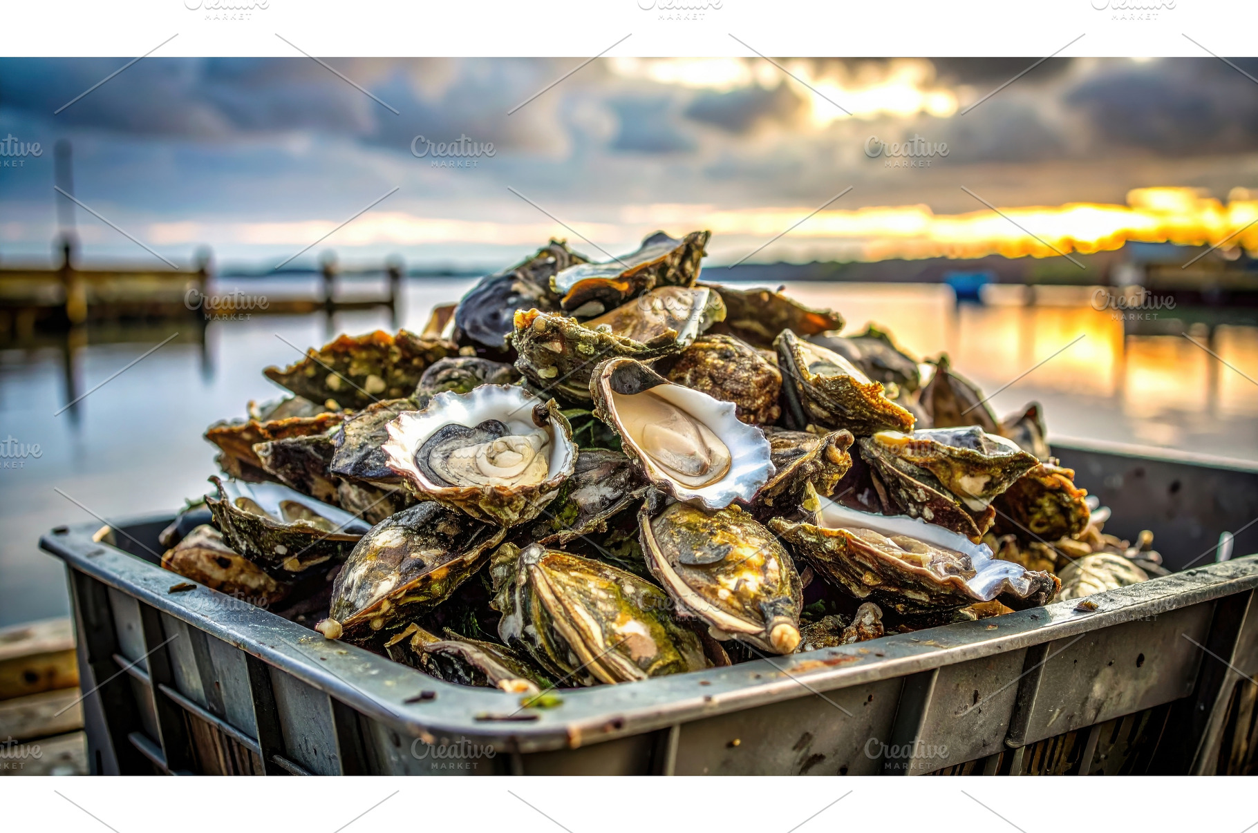 Large pile of fresh Pacific oysters, a Nature Photo by Igor Tichonow