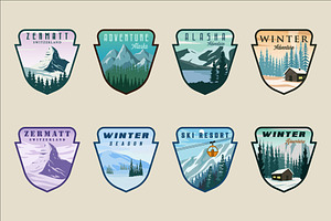 set of winter nature emblem logo, a Branding & Logo Template by zyxroun shop