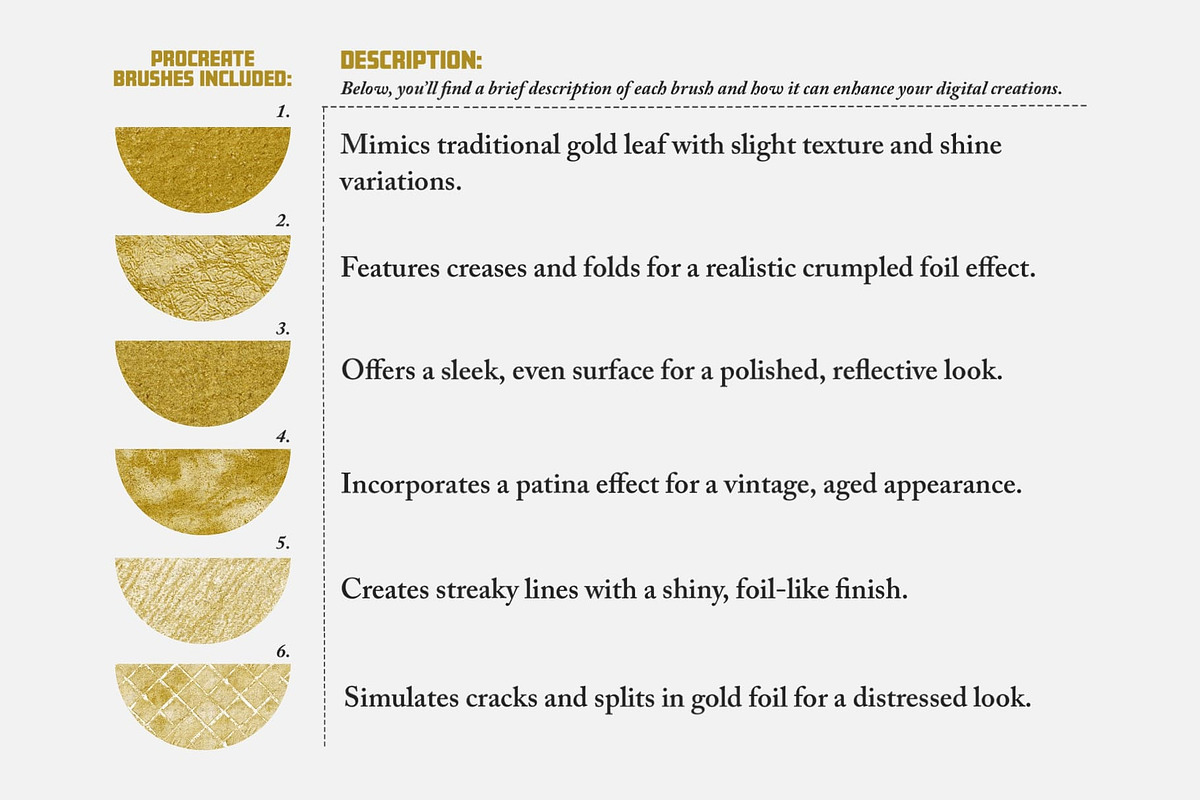 Gold & Glitter Procreate Brushes preview 2