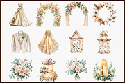 Watercolor Beige Wedding Clipart Set, an Illustration by Sublimation Artist (Thumbnail 3 of 6)