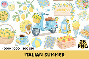Italian Summer Clipart Bundle 28 PNG