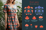 Deco flowers vector set, a Graphic by Veleri (Thumbnail 3 of 6)