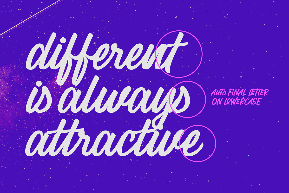 Cosmic Stardust - Casual Brush Font, a Script Font by Letteratom (Photo 4 of 15)