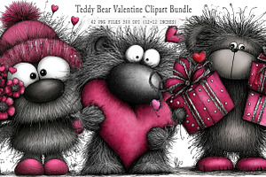 Teddy Bear Valentine Clipart, an Illustration by SinaCreation