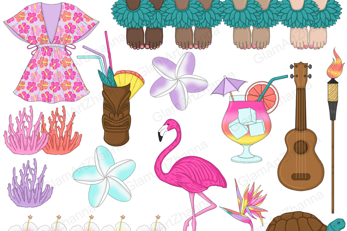 Aloha Clipart PNG | Summer Stickers, an Object Illustration by GlamArtZhanna (Photo 3 of 3)