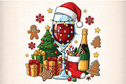 Christmas wine glasses png, an Illustration by Craft Nest (Thumbnail 1 of 6)