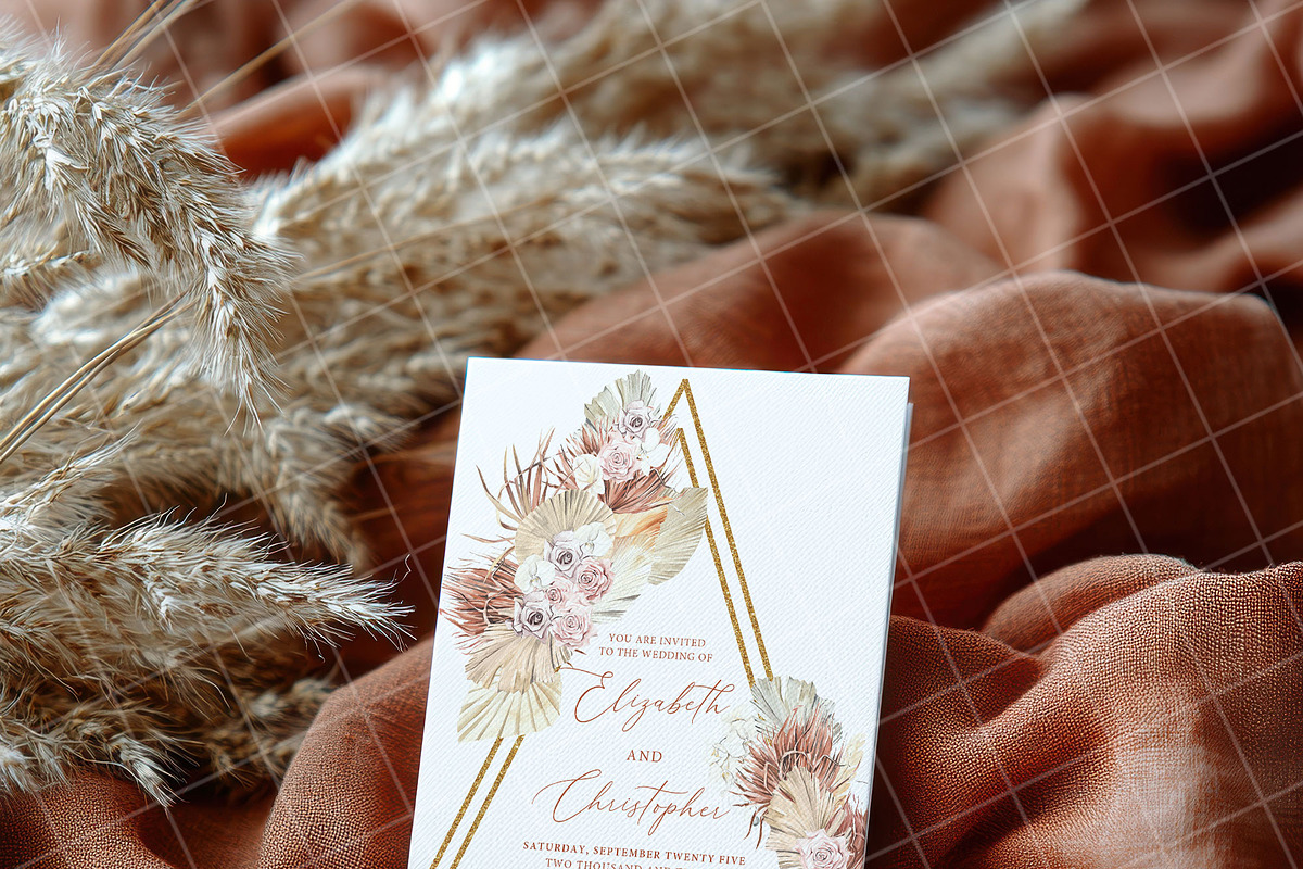 Boho 5x7 Invitation card mockup PSD, an Advertising Mockup by Blush Roses Print (Photo 6 of 8)