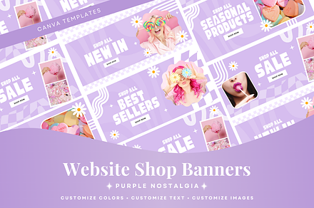 Purple Shopify Website Banners, a Shopify Template by Template Twist Shop