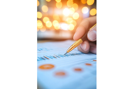 Hand with pen analyzing financial, a Business Photo by Lermont51