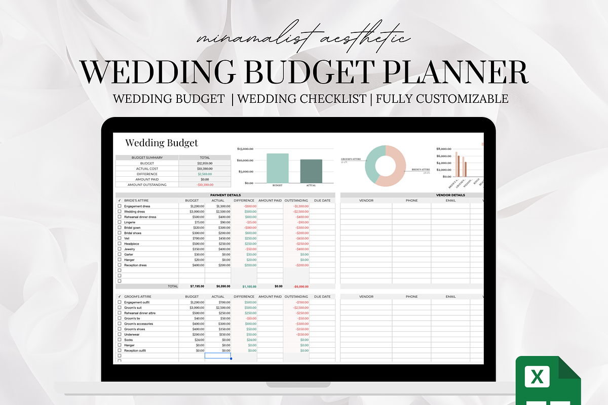 Wedding Budget Planning Spreadsheet, a Templates & Theme by AestheticsObsession (Photo 1 of 6)