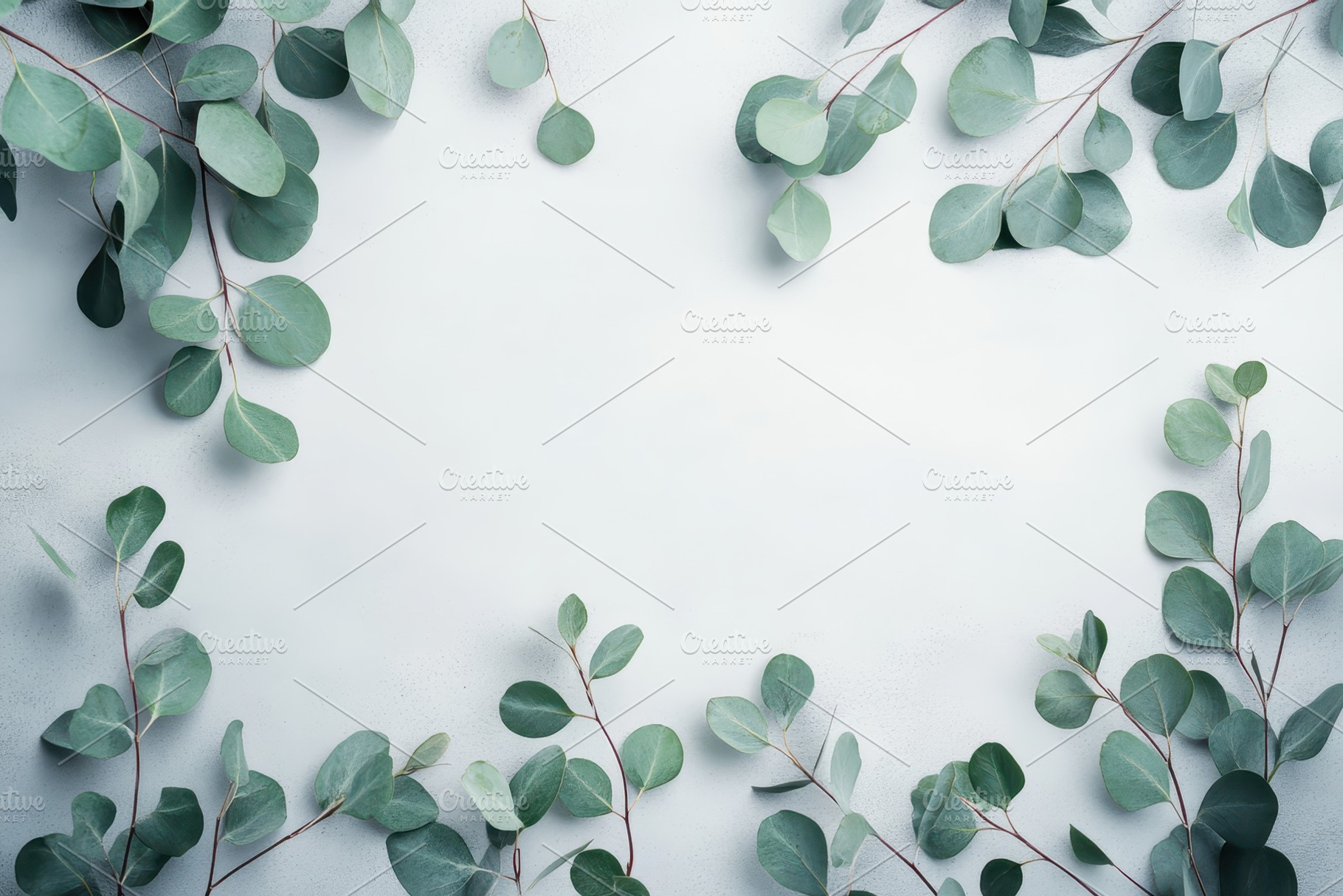 Eucalyptus branches on a pastel gray, a Photo by Pavel_design