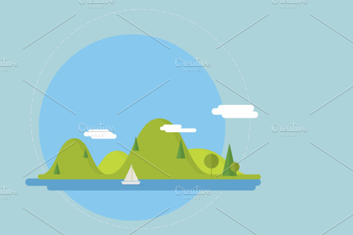 Flat nature landscape illustrations, an Illustration by meanicons (Photo 1 of 5)