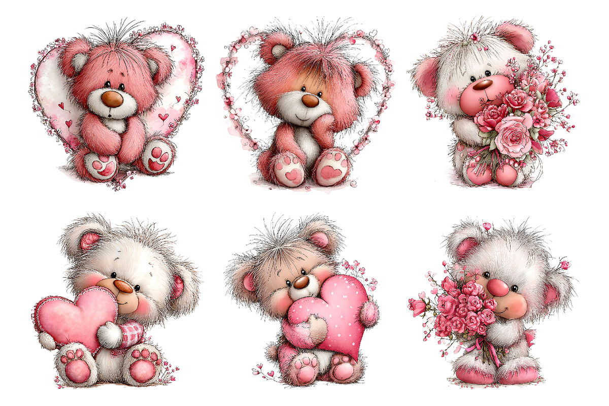 Teddy bear valentines day clipart, an Illustration by SinaCreation (Photo 8 of 11)