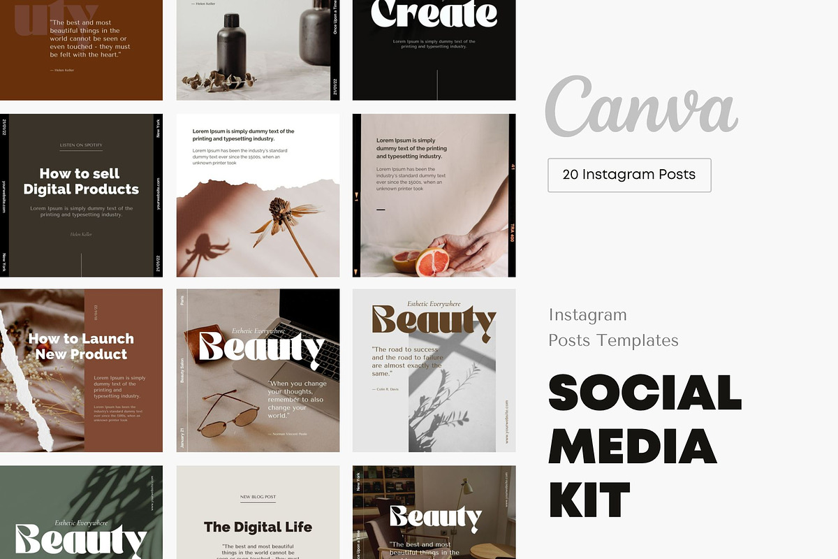Instagram Templates for CANVA, a Social Media Template by Marie Smth