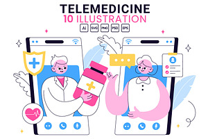 10 Telemedicine Illustration, a Healthcare Illustration by denayunebgt