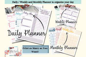 Daily, Weekly & Monthly Planner